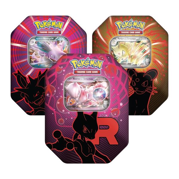 pokemon scarlatto e violetto - rivali predestinati: team rocket - tin da collezione - bundle mewtwo-ex + nidoking-ex + persian-ex (ita)