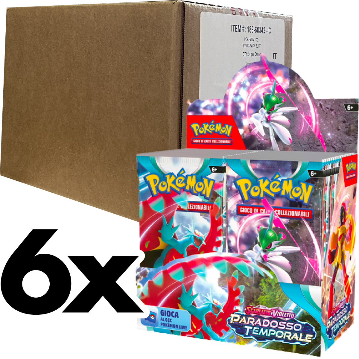 pokemon gcc - pokemon scarlatto e violetto paradosso temporale - case sigillato 6x box da 36 bustine (ita) - pk62349/pk60349
