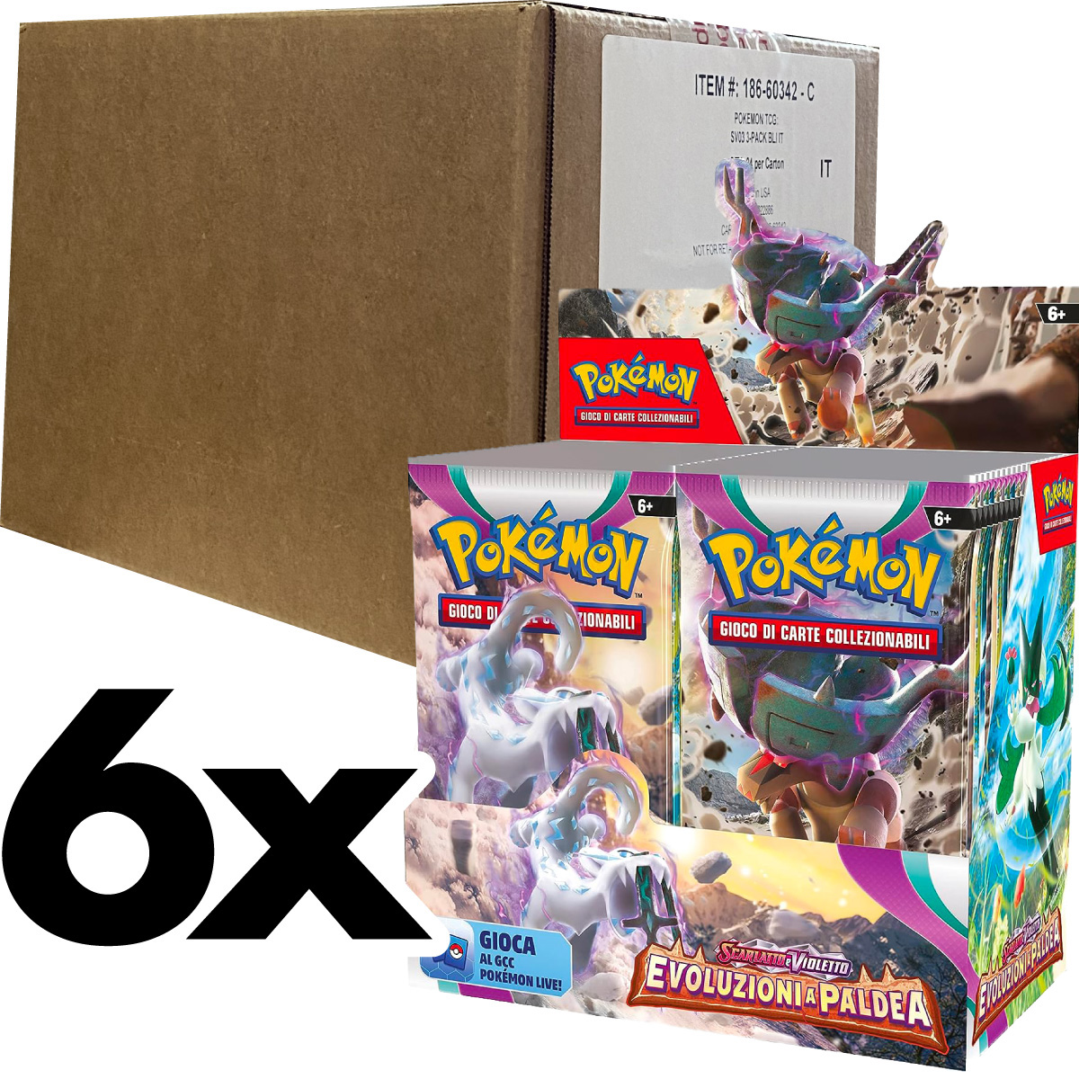 pokemon gcc - pokemon scarlatto e violetto evoluzioni a paldea - case sigillato 6x box da 36 bustine (ita) - pk62331