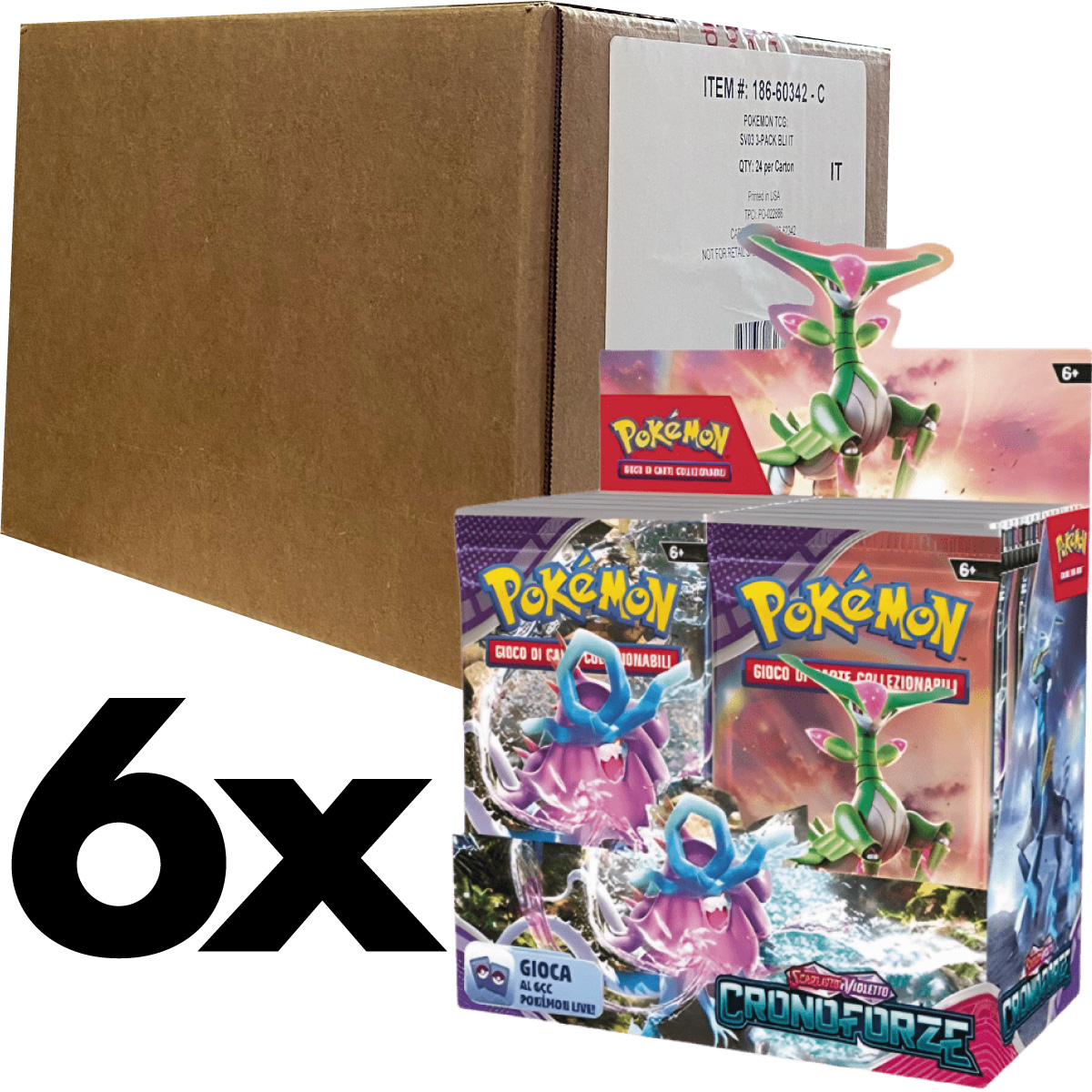 pokemon gcc - pokemon scarlatto e violetto cronoforze - case sigillato 6x box da 36 bustine (ita) - pk62461