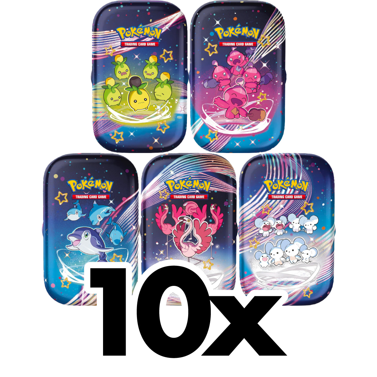pokemon gcc - pokemon scarlatto e violetto destino di paldea - box sigillato 10 mini tin da collezione con sticker (ita) - pk61451