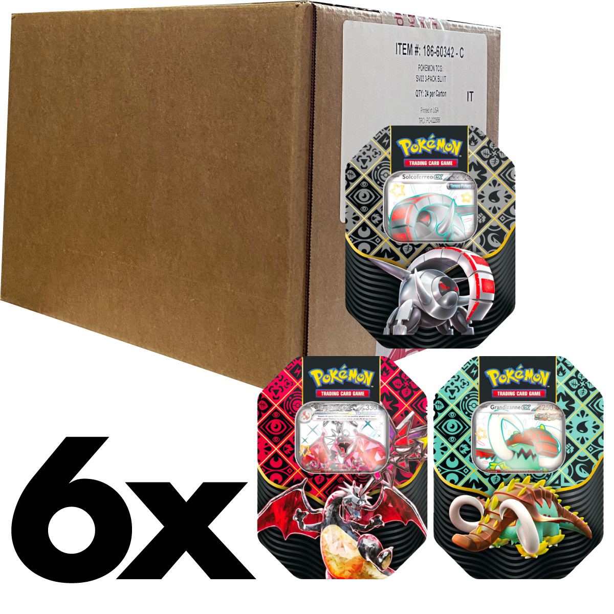 pokemon gcc - pokemon scarlatto e violetto destino di paldea - case 6x tin da collezione (ita) - pk62447