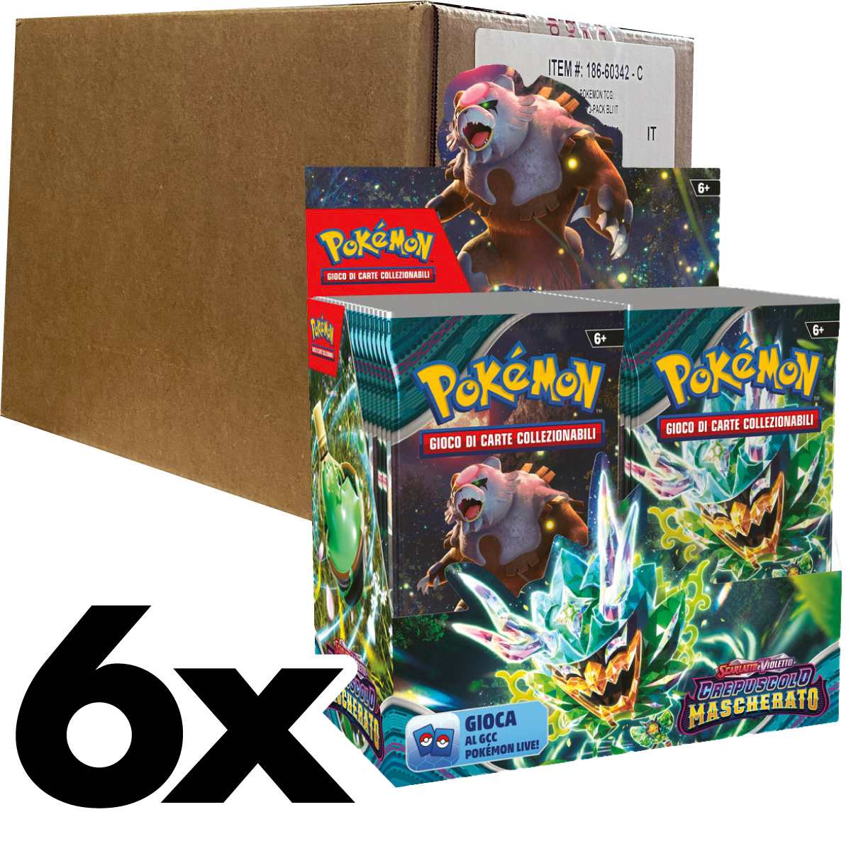 pokemon gcc - scarlatto e violetto crepuscolo mascherato - case sigillato 6x box da 36 bustine (ita)