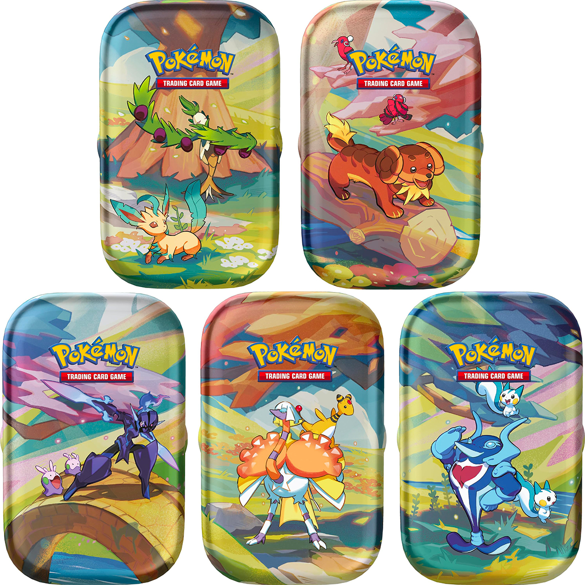 pokemon scarlatto e violetto paldea sfavillante - collezione completa 5 mini tin da collezione (ita)