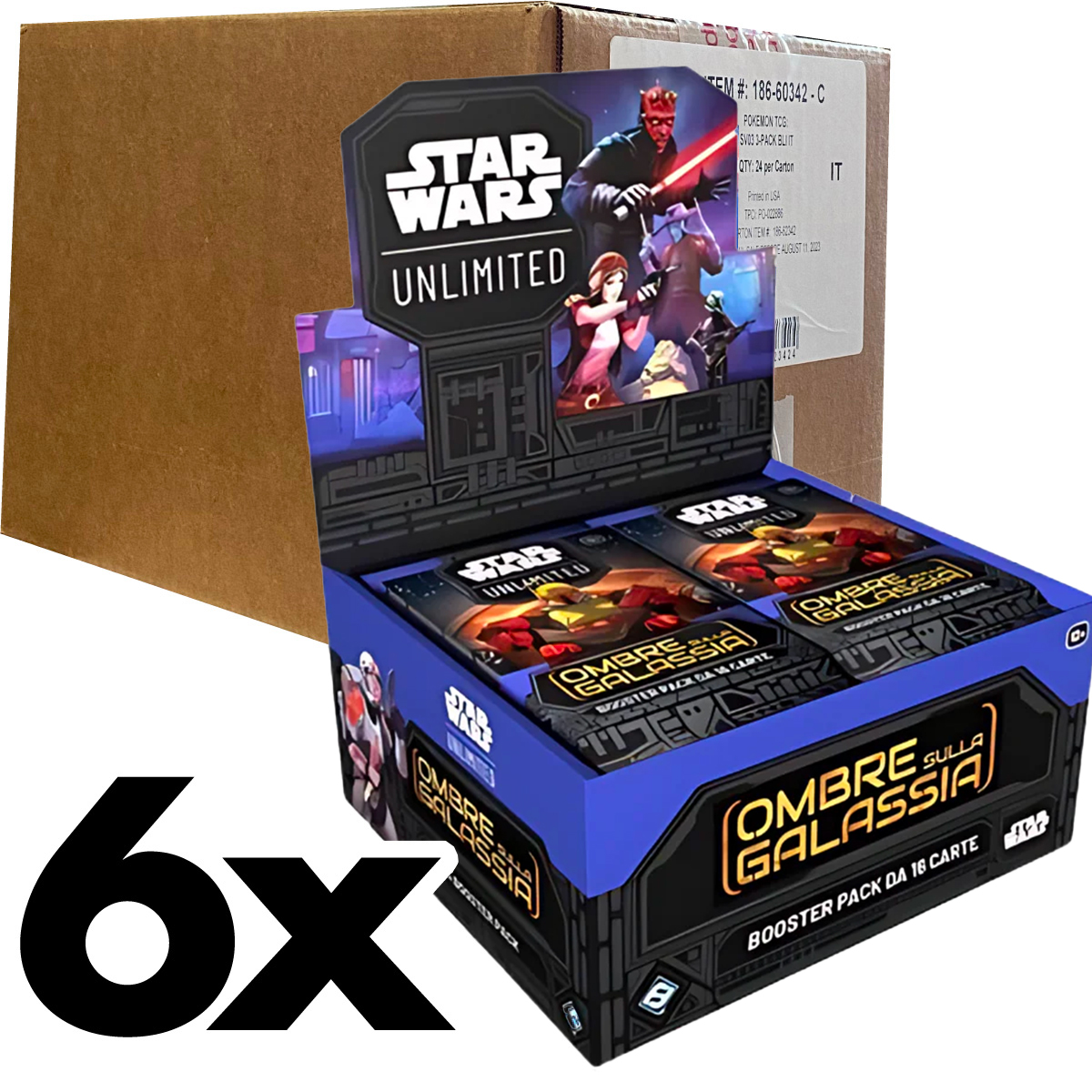 star wars unlimited - ombre sulla galassia - case sigillato 6x box 24 buste (ita)
