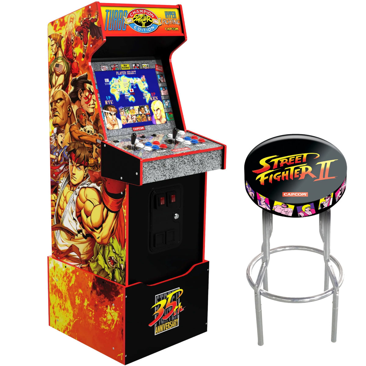 street fighter legacy cabinato 14-in-1 arcade machine + sgabello street fighter