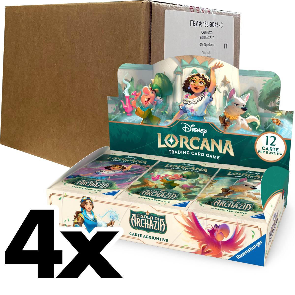 lorcana - l'isola di archazia - case sigillato 4x box 24 buste (ita)