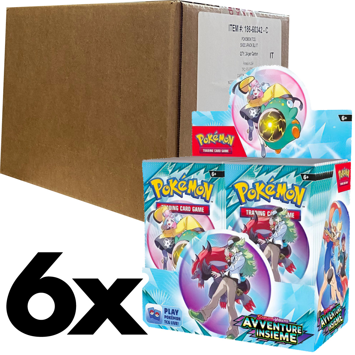 pokemon scarlatto e violetto avventure insieme - case sigillato 6x box da 36 bustine (ita)