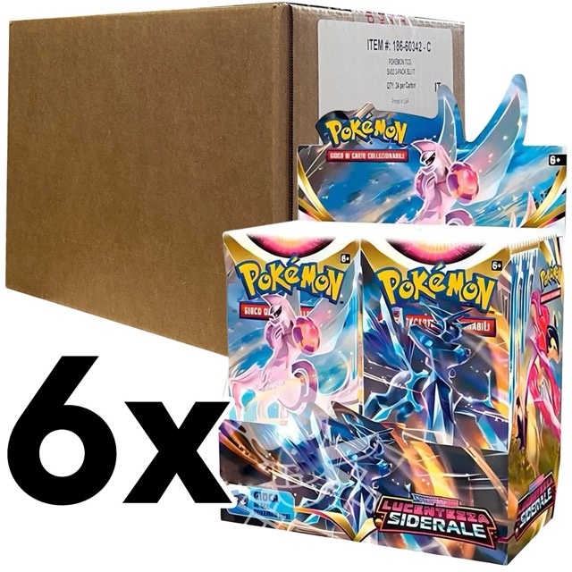 pokemon spada e scudo lucentezza siderale - case sigillato 6x box da 36 bustine (ita)