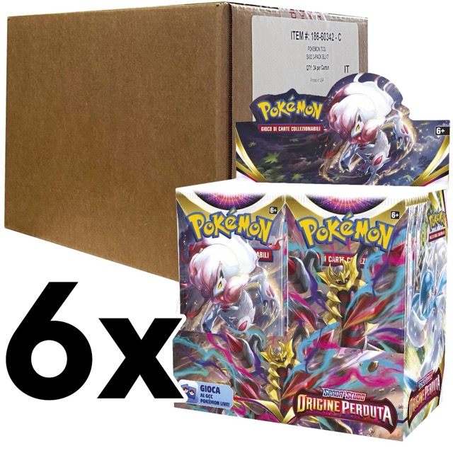 pokemon spada e scudo origine perduta - case sigillato 6x box da 36 bustine (ita)