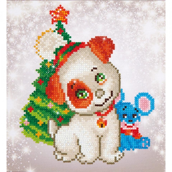 Diamond Dotz Weihnachtshund – Diamantmalerei-Set Ca. 23x25 Cm, Inkl. Steine, Stift & Anleitung (für Kinder & Erwachsene)