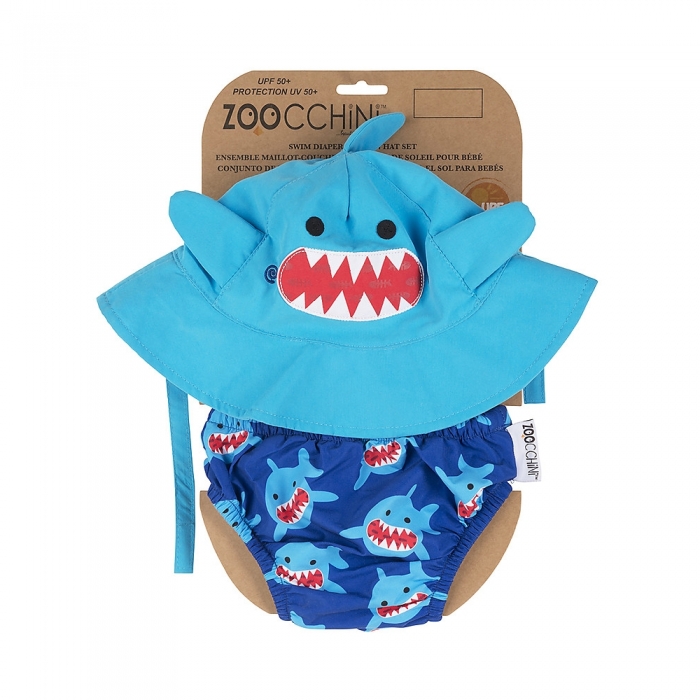 Zoocchini Set Baby Costumino Contenitivo + Cappellino, Fenicottero - UPF  50+ bambina