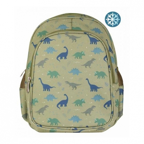 A LITTLE LOVELY COMPANY Zainetto Grande Con Tasca Termica - Dinosauri -  27x32x19 Cm - Mantiene Cibi E Bevande Freschi! | Dadi e Mattoncini