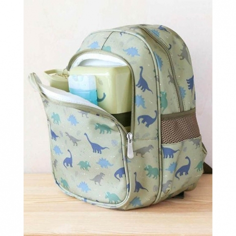 A LITTLE LOVELY COMPANY Zainetto Grande Con Tasca Termica - Dinosauri -  27x32x19 Cm - Mantiene Cibi E Bevande Freschi! | Dadi e Mattoncini