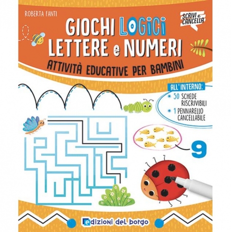 giochi logici, lettere e numeri. con 50 schede riscrivibili. con pennarello cancellabile