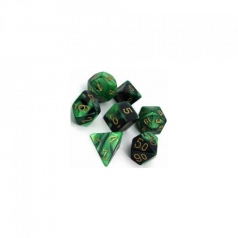 gemini nero e verde/oro - set di 7 dadi poliedrici