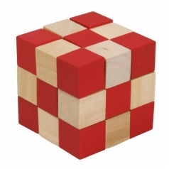 iq-test wooden cubes - natural red