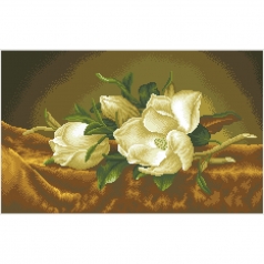 magnolias on gold velvet apres martin johnson heade - diamond dotz intermediate dd12.046 66x41cm