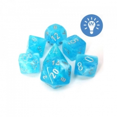luminary azzurro/argento - set di 7 dadi poliedrici
