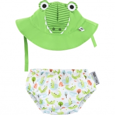 set baby costumino contenitivo + cappellino - alligatore - upf 50+ - 6-12 mesi