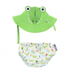 set baby costumino contenitivo + cappellino - alligatore - upf 50+ - 12-24 mesi