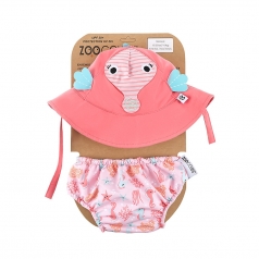 set baby costumino contenitivo + cappellino - cavalluccio marino - upf 50+ 12-24 mesi