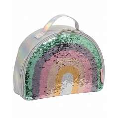 borsa pranzo termica, arcobaleno glitter - grigio