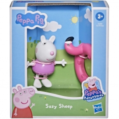 peppa pig - suzy sheep con ciambella fenicottero