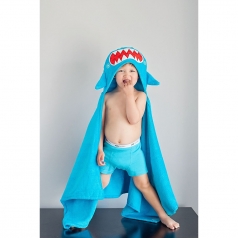 asciugamano bimbi con cappuccio, sherman lo squalo - 100% cotone