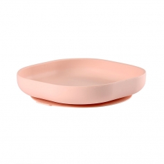 piatto con ventosa - silicone - rosa