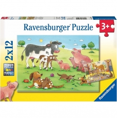 famiglie animali - puzzle 2x12 pezzi
