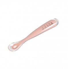 cucchiaio ergonomico prime pappe - silicone - rosa - maneggevole per gli adulti e delicato per i bambini