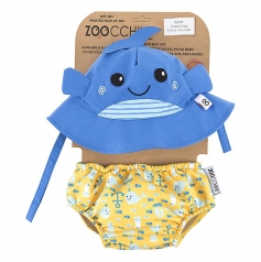 set baby costumino contenitivo + cappellino - balena - upf 50+ - 6-12 mesi