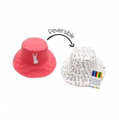 cappello estivo reversibile da colorare con pennarelli - 100% cotone - coniglietto 4-6 anni