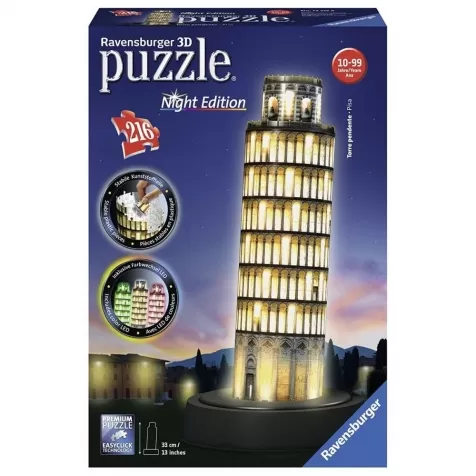 torre di pisa con led - puzzle 3d 216 pezzi