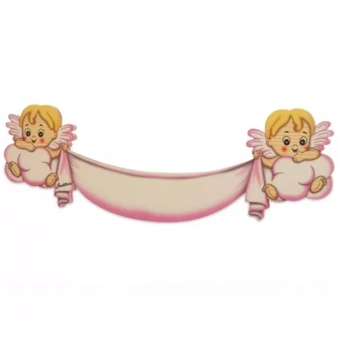 targa grande drappo angeli rosa