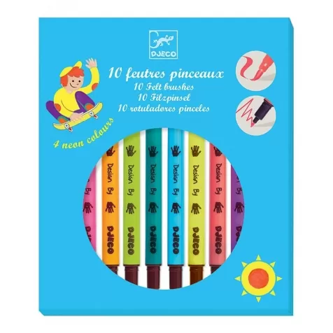 set 10 pennarelli con punta a pennello colori neon