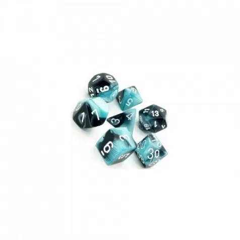 gemini nero e azzurro/bianco - set di 7 dadi poliedrici