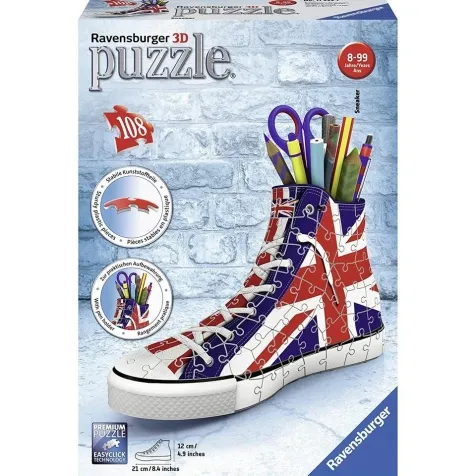 sneaker union jack style - puzzle 3d 108 pezzi