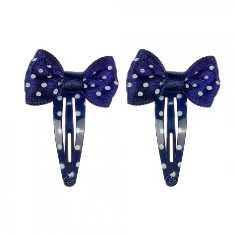 mollettine per capelli myrna blu a pois bianchi con fiocco