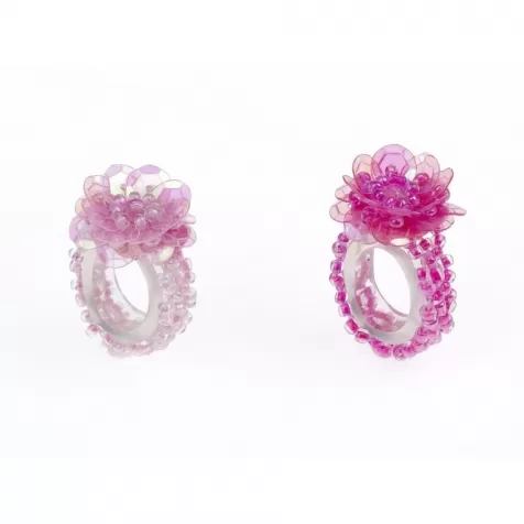 anello mira rosa e fucsia con fiore di perline