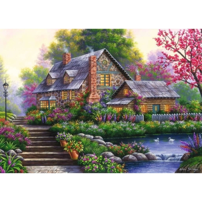 romantica casa di campagna - puzzle 1000 pezzi