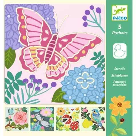 stencil - fiori e animali in giardino