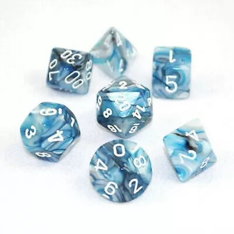 lustrous slate azzurro/bianco - set di 7 dadi poliedrici