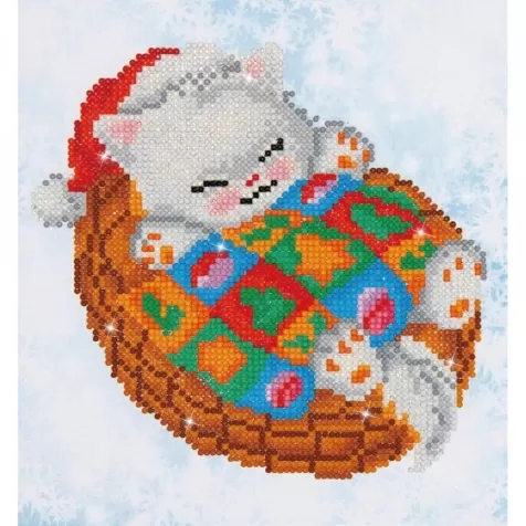 snug christmas kitty - diamond dotz beginner dd3.017