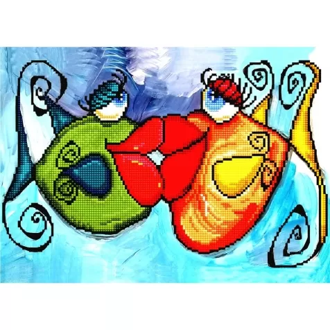 fishy kissy - diamond dotz intermediate dd7.032 42x30cm