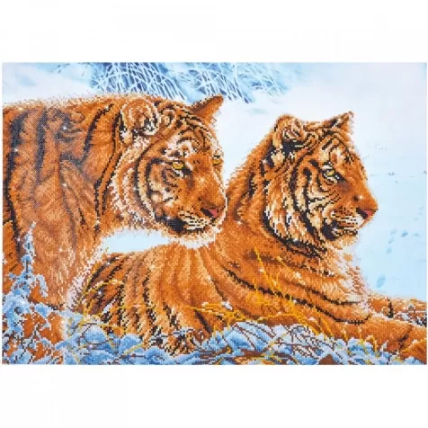 tiger in the snow - diamond dotz intermediate dd12.026 72x52cm