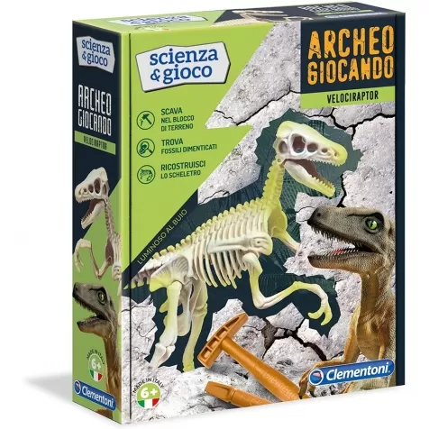 scienza e gioco - archeogiocando velociraptor luminoso al buio