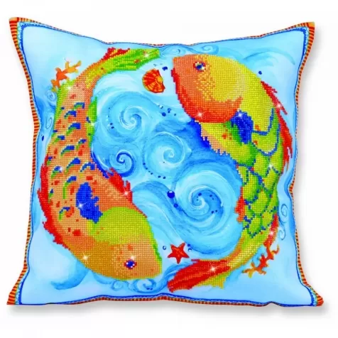 dancing fish - diamond dotz advanced dd16.002 cuscino 45x45cm