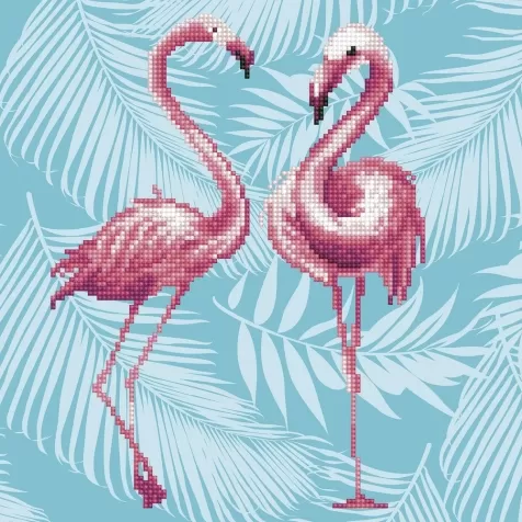 flamingo duo - diamond dotz intermediate 49353 32x32cm